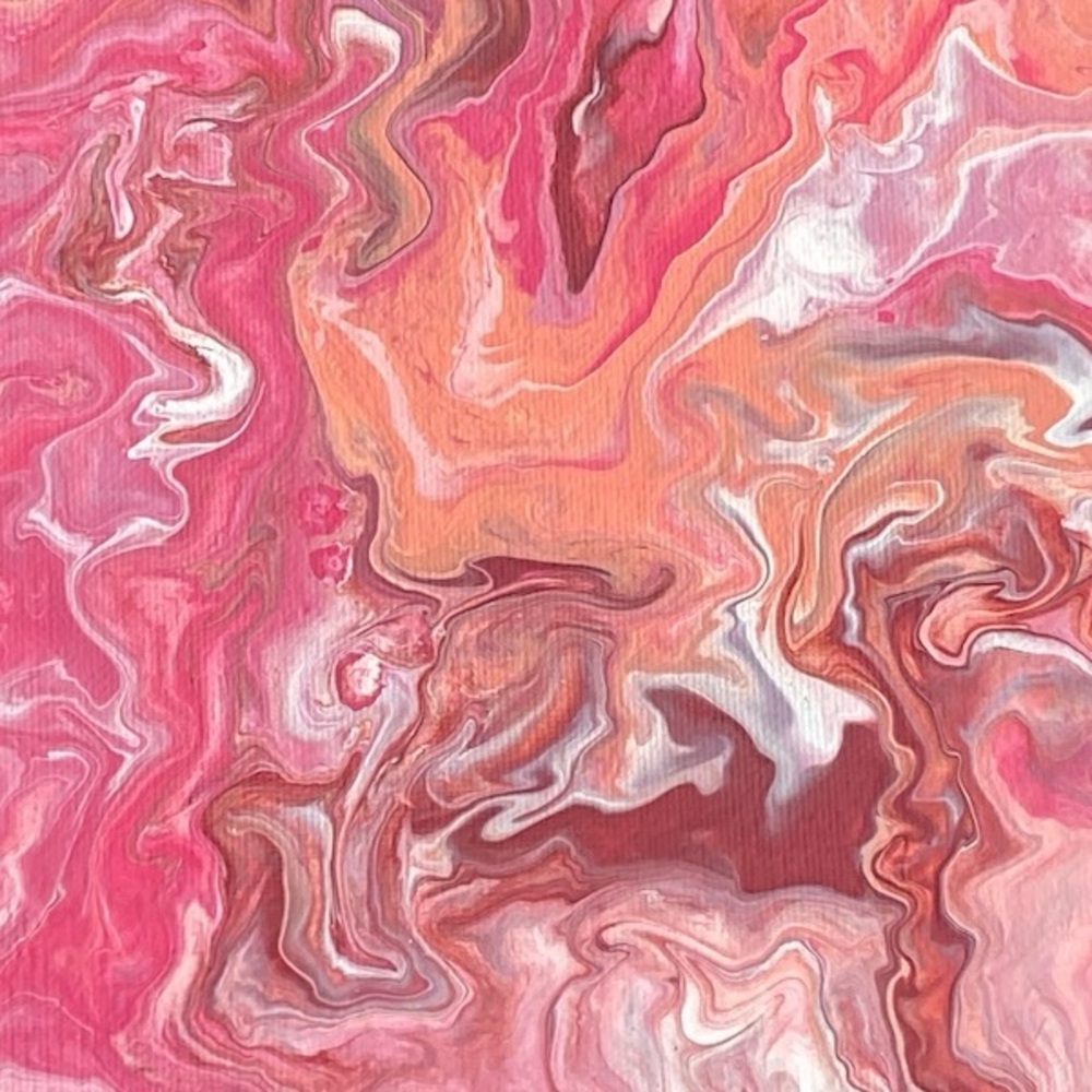 Pink Coral Fluid Art Painting Canvas Board 10x10 Handcrafted by Svetlana Yeung - Picture 9 of 14